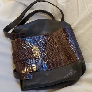 Brighton black/coffee brown leather purse 2 shoulder straps.